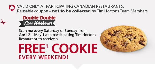 FREE Cookie Every Weekend At Tim Hortons