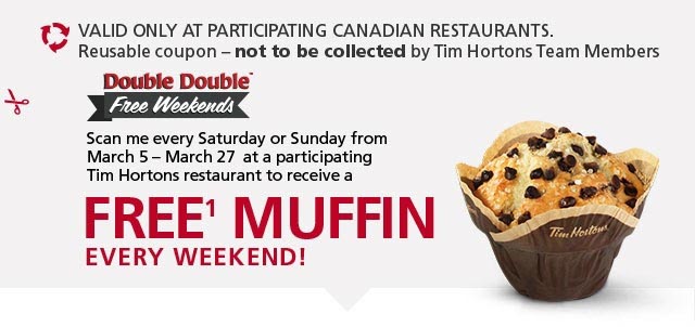 FREE Muffin Every Weekend At Tim Hortons