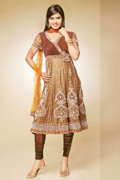Fancy Anarkali Suit With Embedded Kundan For Indian Girls