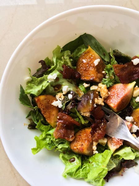 Fig And Bacon Salad With Feta With Balsamic Dressing - Purple Cinnamon