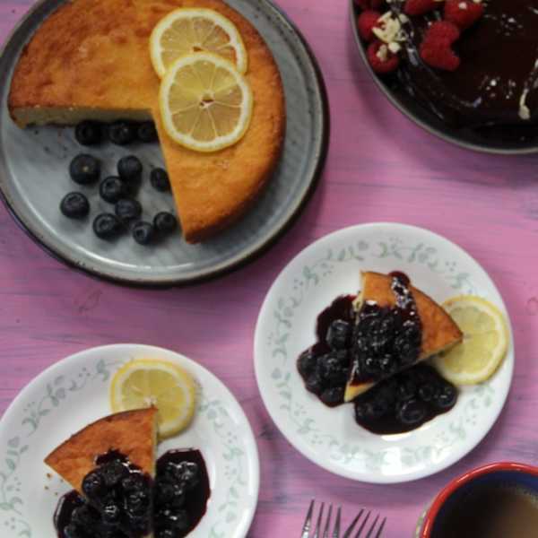 Flourless Lemon Cake With Blueberry Compote - Spice Chronicles