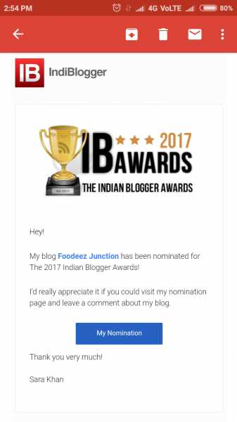 Foodeez Junction Is Nominated For The Indian Blogger Awards 2017