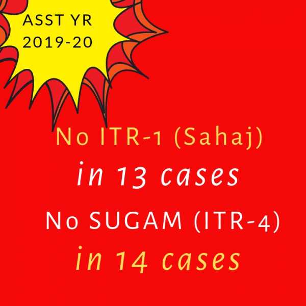 For AY 2019-20 -Sahaj (ITR-1) And SUGAM (ITR-4) Not Available To Many - Taxworry.com