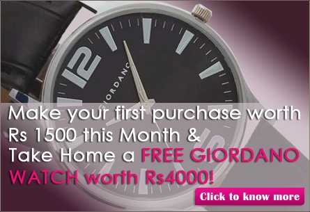 Free GIORDANO WATCH Worth Rs.3850 With Your Purchase Of Rs.1500 !!!