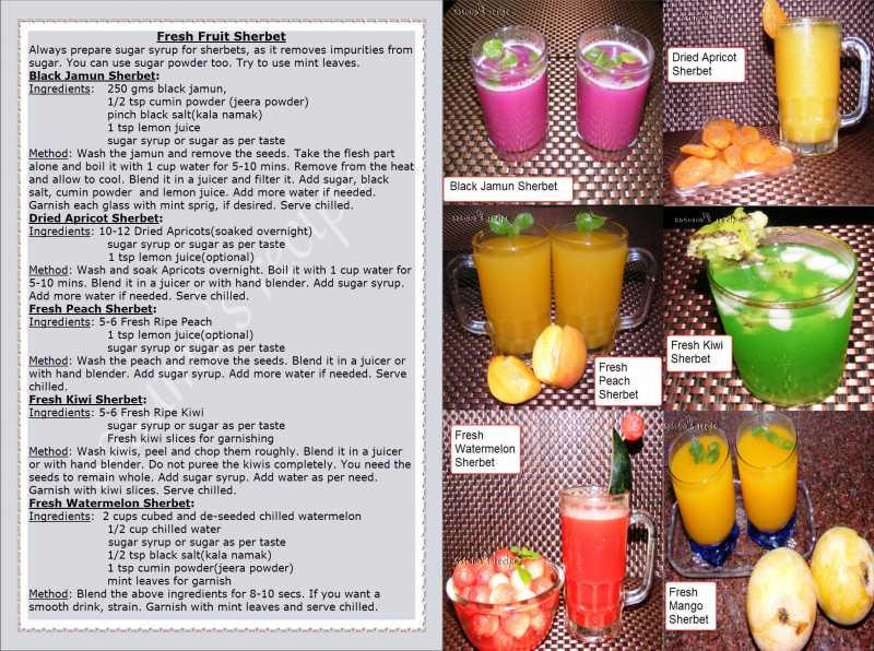 Fresh Fruit Sherbet(Black Jamun,dried Apricot,peach,watermelon,kiwi)