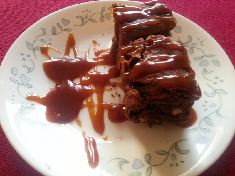 Fudgy Chocolate Brownies With Salted Caramel Sauce