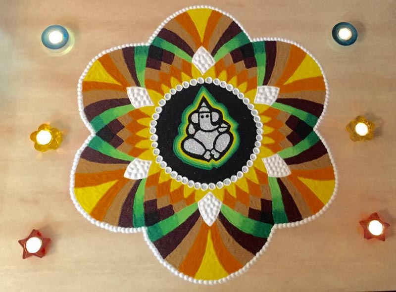 Ganesh Rangoli Designs For Competition 2018 - Bhommali