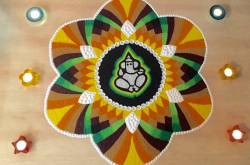 Ganesh Rangoli Designs For Competition 2018 - Bhommali