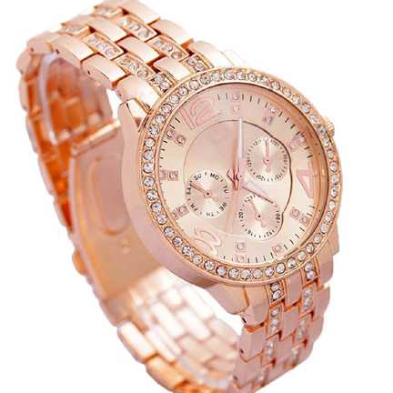 Geneva Platinum Analog Rose Gold Dial Watch For Women