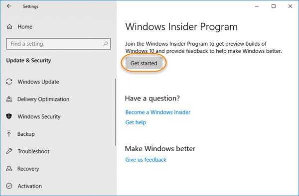 Get Started Button Greyed Out - Cannot Get Windows Insider Preview Builds