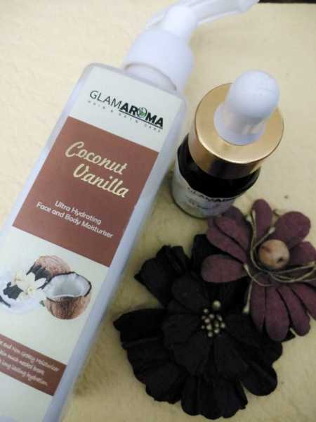 GlamAroma: Review Of Coconut Vanilla Moisturizer And Gold Serum