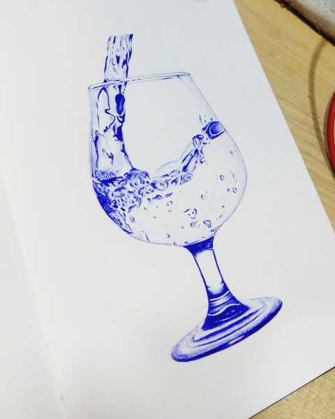 Glass Of Water - Ball Pen Drawing