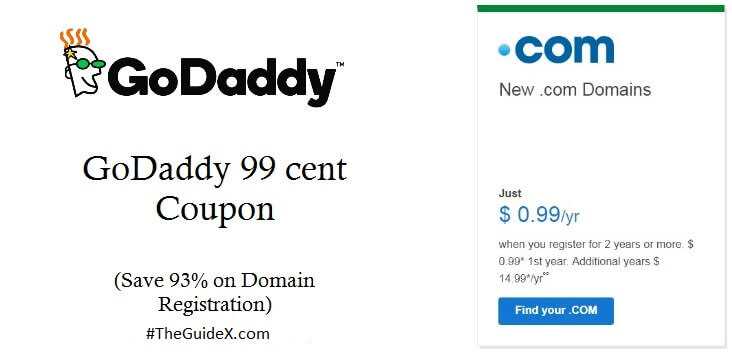 GoDaddy 99 Cent Domain Coupon - Get Domain Name For Just $0.99