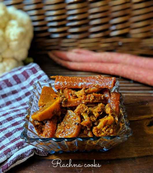 Gobhi Shalgam Gajar Ka Achaar Recipe - Rachna Cooks