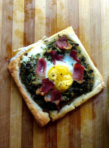 Green Garlic, Spring Onion, Bacon, And Egg Tart