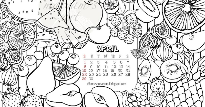 Happy April 2018 With A Coloring Page Calendar!