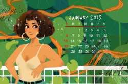 Happy and Colorful New Year wid a January Calendar.