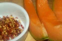 Honey Cantaloupe Sorbet with Dark Chocolate Pepper Ganache