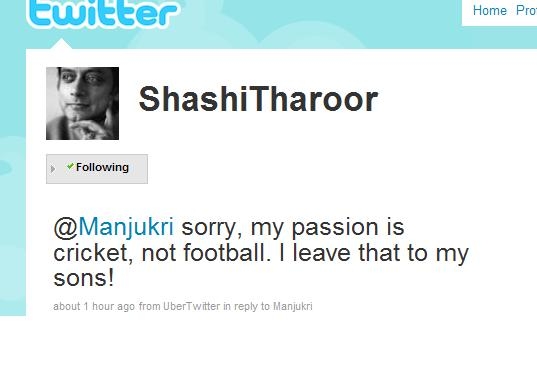 Honorable Dr. Shashi Tharoor Tweeted Me