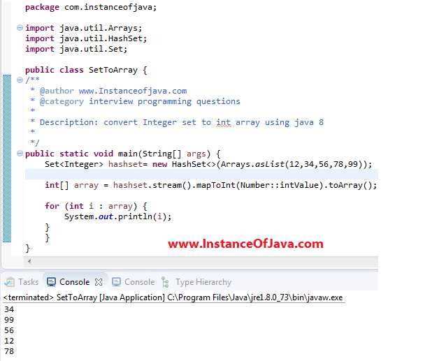 How To Convert Integer Set To Int Array Using Java 8
