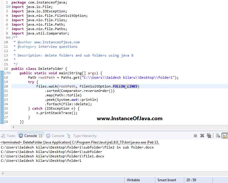 How To Delete Folder And Subfolders Using Java 8