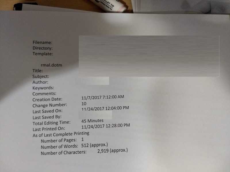 How To Stop Printing Document Properties Summary Page In Microsoft Word