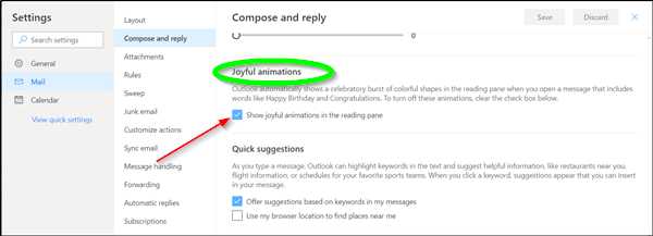 How To Disable Joyful Animations In Outlook.com
