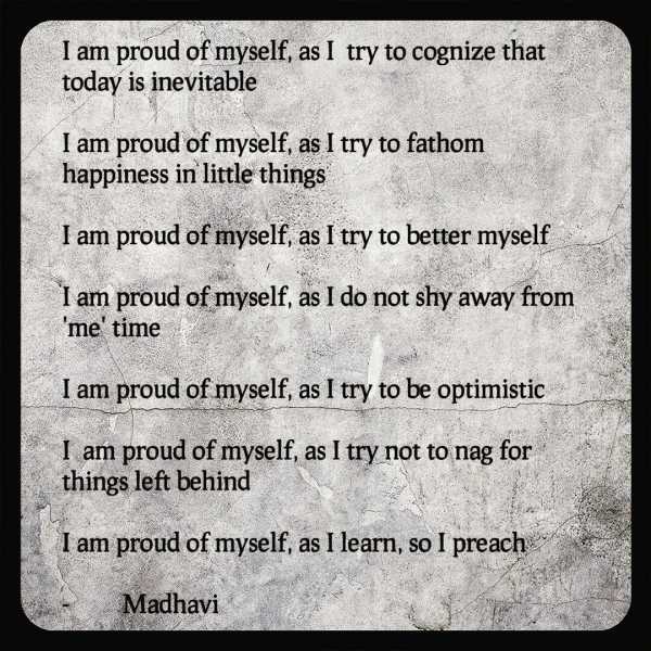 I Am Proud Of Myself