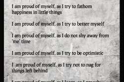 I am proud of myself