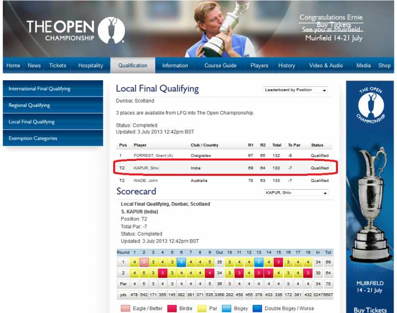 IFQ - International Final Qualifying For The Open 18th To 21st July 2013