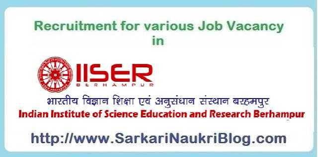 IISER Berhampur Non-Teaching Govt Job Vacancies 2019