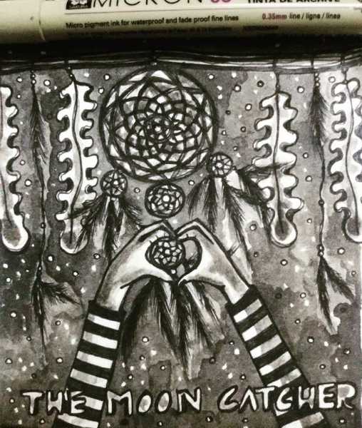 INKTOBER DAY 27 -  THE MOON CATCHER