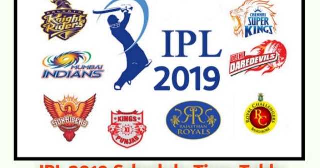 IPL 2019 Ka Time Table Schedule - Complete Details For Indian Premier League Season 12