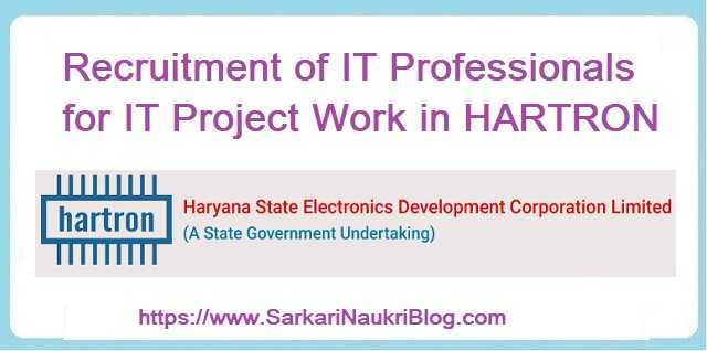 IT Professional Empanelment By Hartron 2019