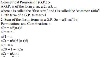 Important Math Formulas Sheet Useful For All The Tests And/ Exams PDF