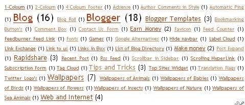 Inbuilt Label Cloud Or Tag Cloud In Blogger