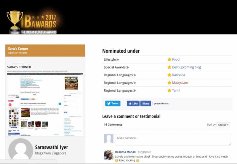 Indian Blogger Awards 2017!