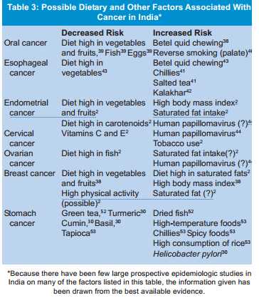 Indian Diet And Cancer Risk