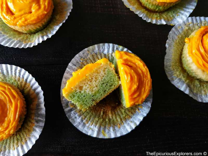 Indian Tricolor Cupcakes (Eggless) - The Epicurious Explorers
