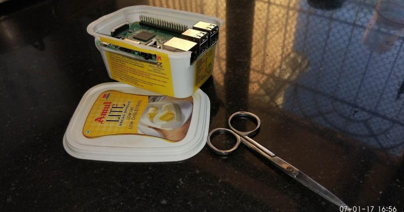 Initial Raspberry Pi 3 Experience & Making A Low-cost Pi Case With 250gm Butter Case