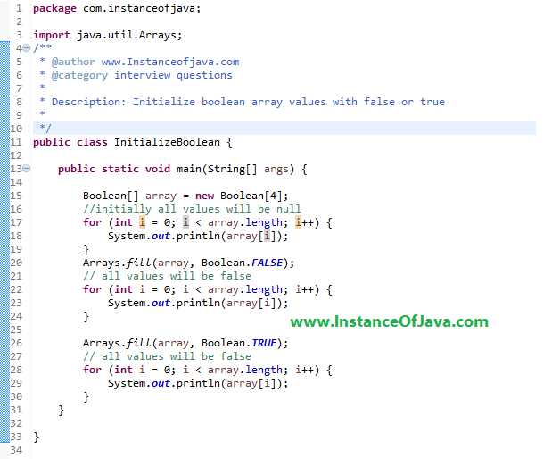 Initializing A Boolean Array In Java With An Example Program