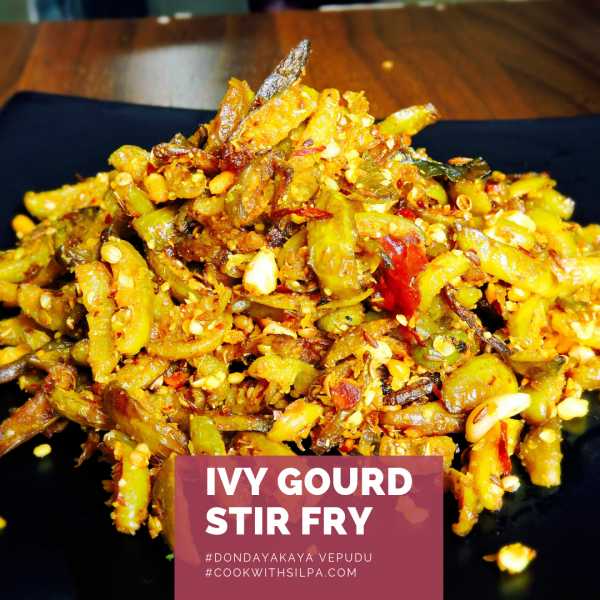 Ivy Gourd / Tindora Fry / Dondakaya Fry With Peanut Powder - Silpa