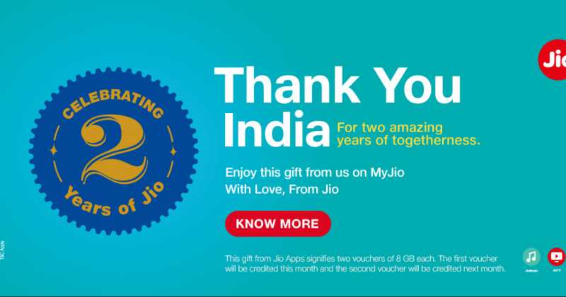 Jio Announces Celebration Offer | Get 8GB 4G Data Free!!!
