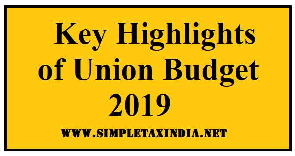 Key Highlights Of Union Budget, 2019