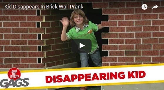 Kid Disappears In Brick Wall Prank - Funny Kid - Boy