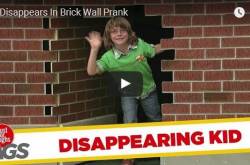 kid disappears in brick wall prank - funny kid - boy