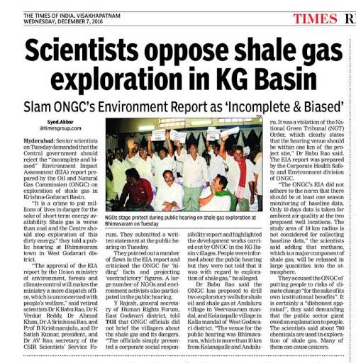 Krishna-Godavari Basin: Shale Gas Exploration Through Hydrofracking Will Spell Doom To Krishna, Godavari Delta Region
