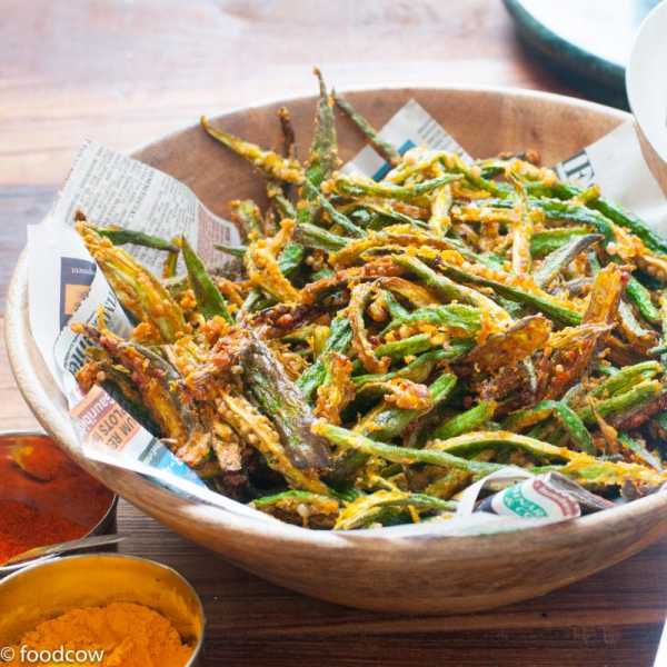 Kurkure Bhindi Fry - Indian Crispy Fried Okra With Besan And Indian Spices