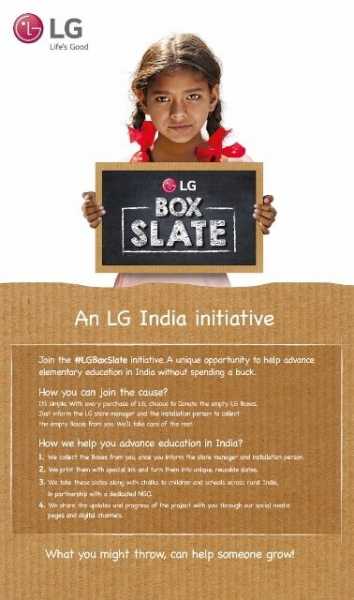 LG BOX SLATE : LG India Turns Empty Cartons Into Tools For Education