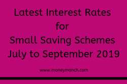 Latest Interest Rates for Small Saving Schemes July to September 2019